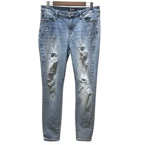 Judy Blue Women's Size 32 Skinny Fit Distressed Light‎ Wash Jeans Ripped Denim